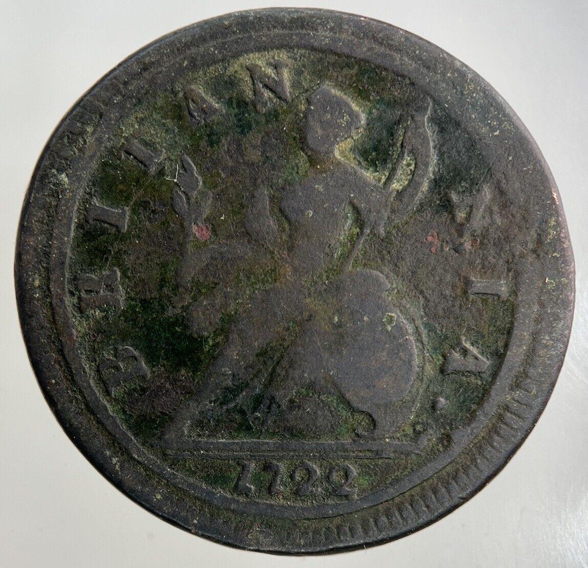 1722 George I 1st Half-Penny Coin | Fine Collectable Grade