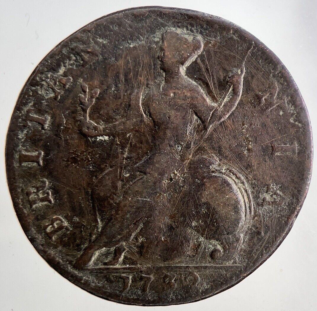 1732 George 2nd II Half-Penny British Coin | Fine Collectable Grade | a6479