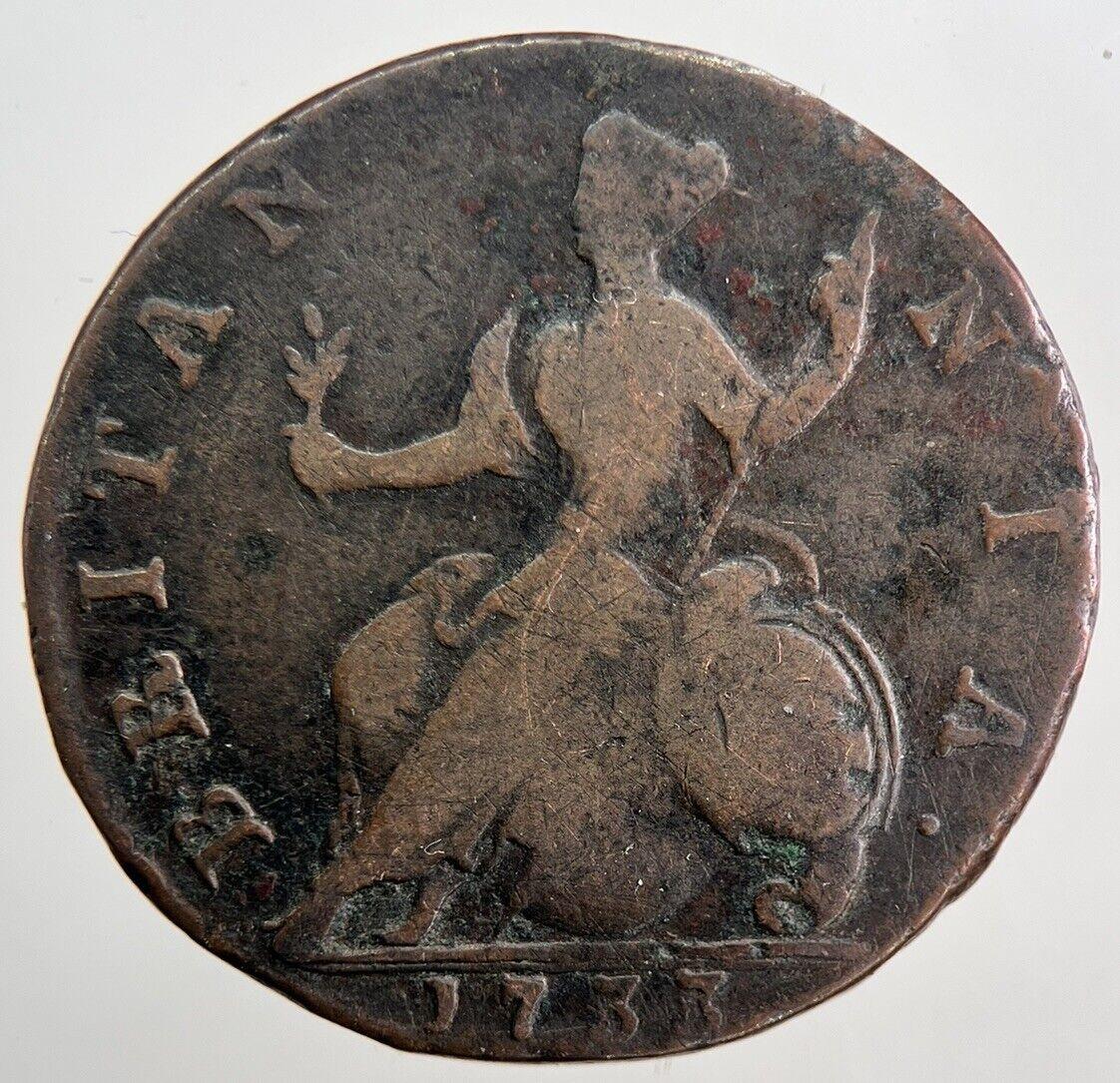 1733 George 2nd II Half-Penny Coin | Collectable Grade | a6057