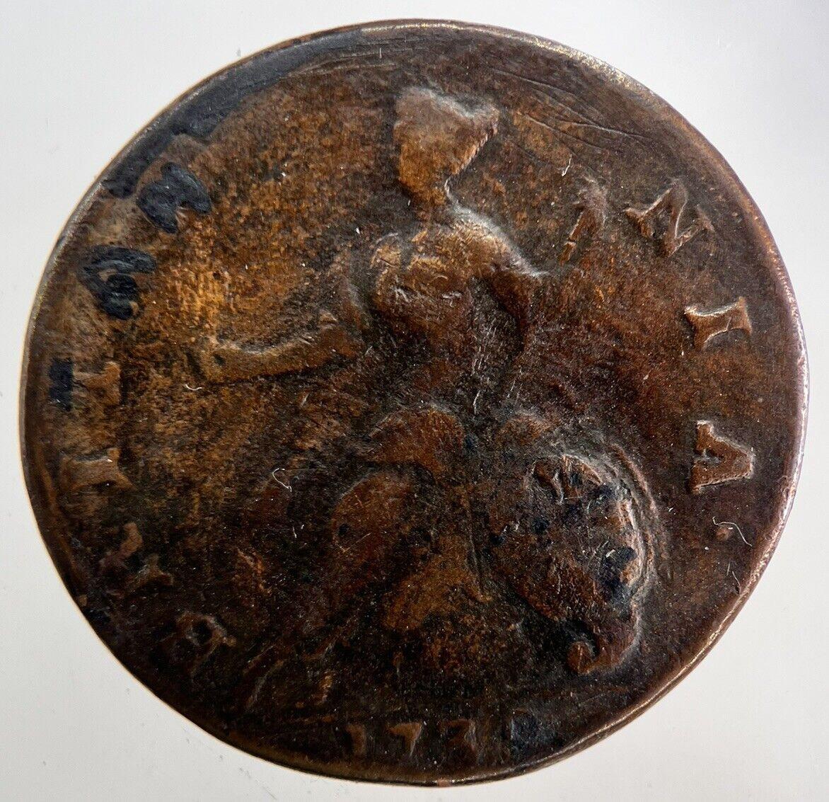 1739 George II 2nd Half-Penny Coin | Fine Collectable Grade