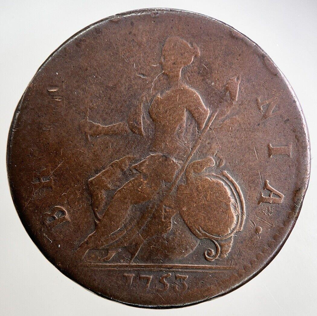 1753 George II 2nd Half-Penny Coin | Collectable Grade