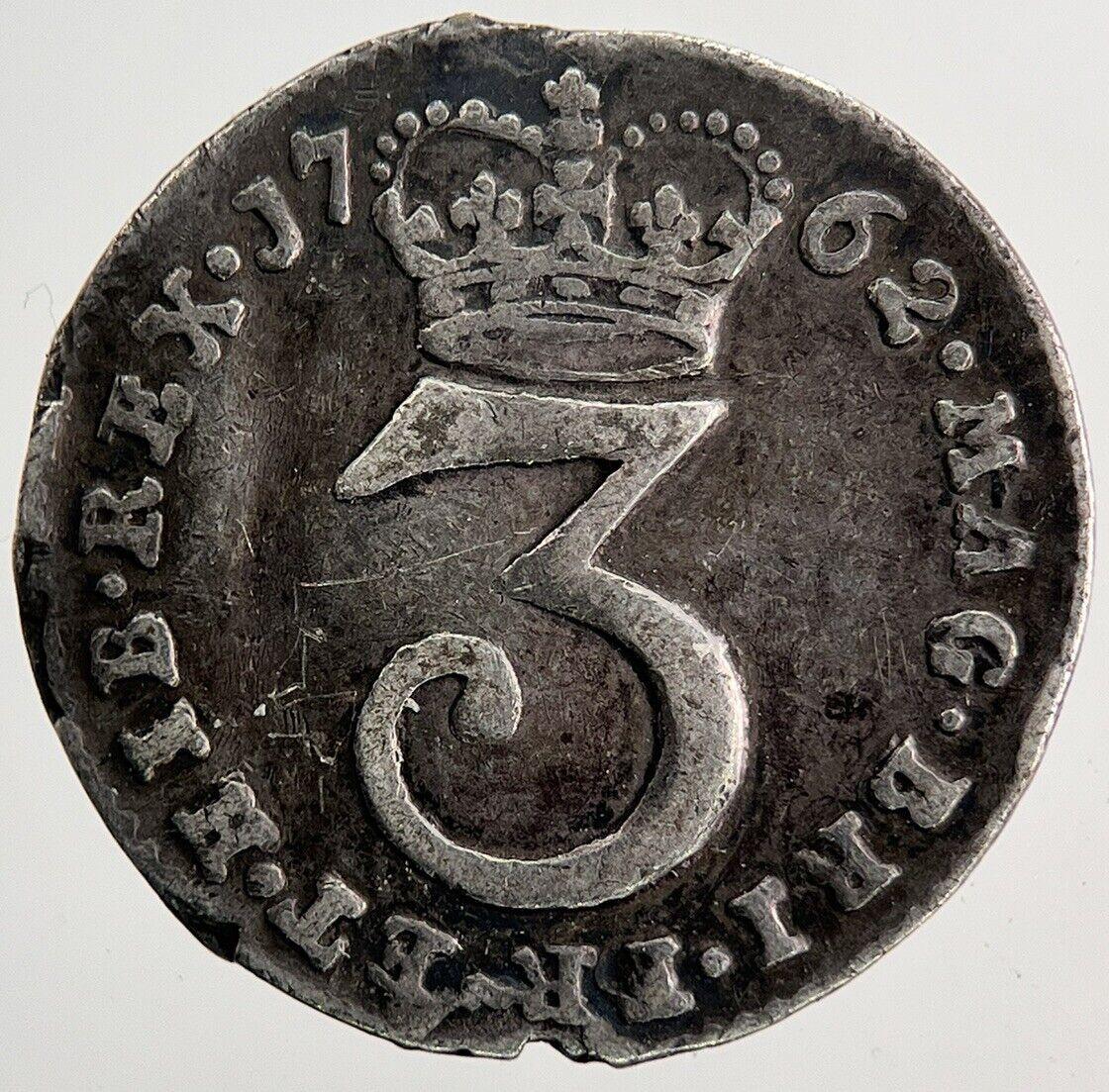 1762 George III 3rd Maundy Three-Pence Silver Coin | Fine Collectable Grade
