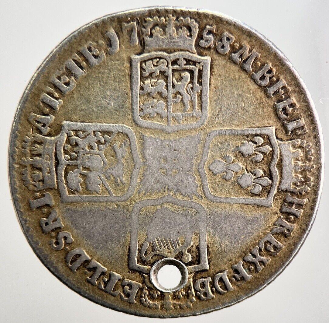 1758 George 2nd II Shilling Silver Coin | Collectable Grade | a2909