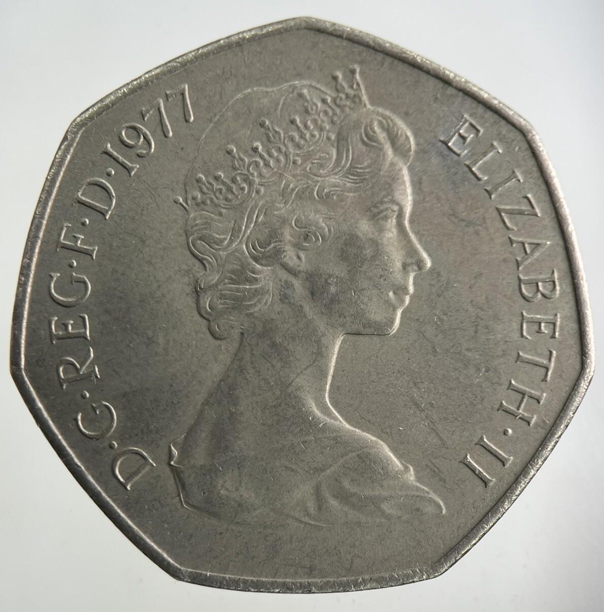 1977 Elizabeth II 2nd 50p Fifty-Pence Coin | Very High Grade