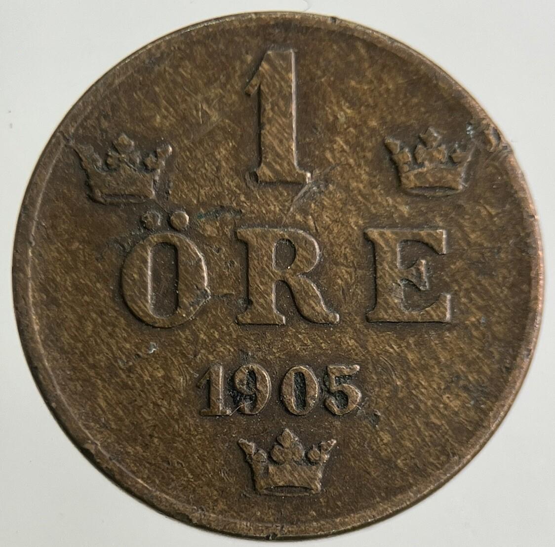 1905 Sweden 1 Ore Coin | Fine Collectable Grade