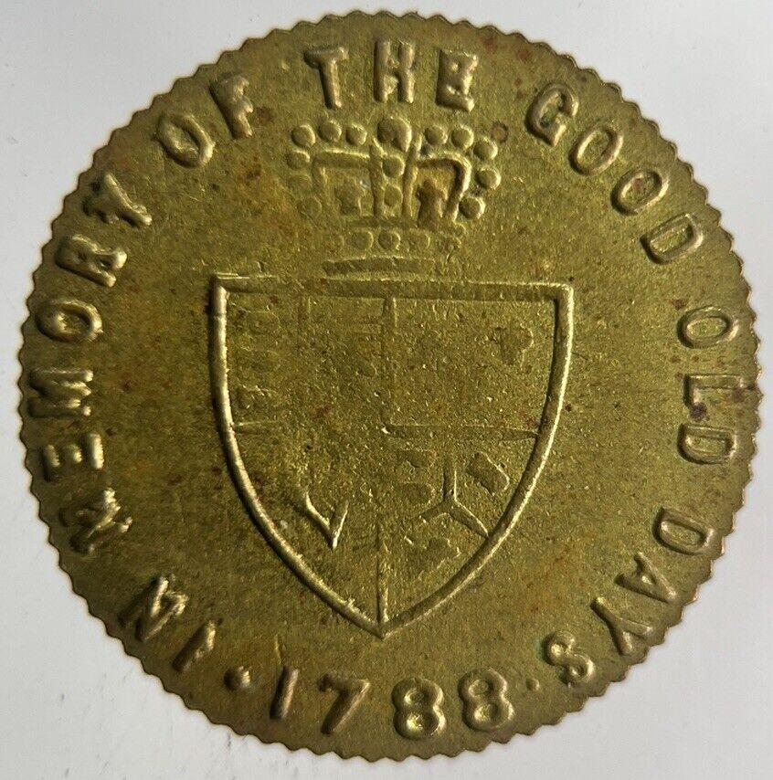 1788 British George III Gaming Good Old Days Token Coin | Fine Collectable Grade