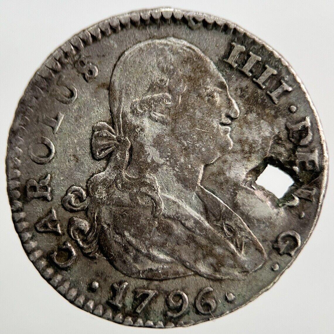 1796 1 One Real Spain Silver Coin | Fine Collectable Grade | a786