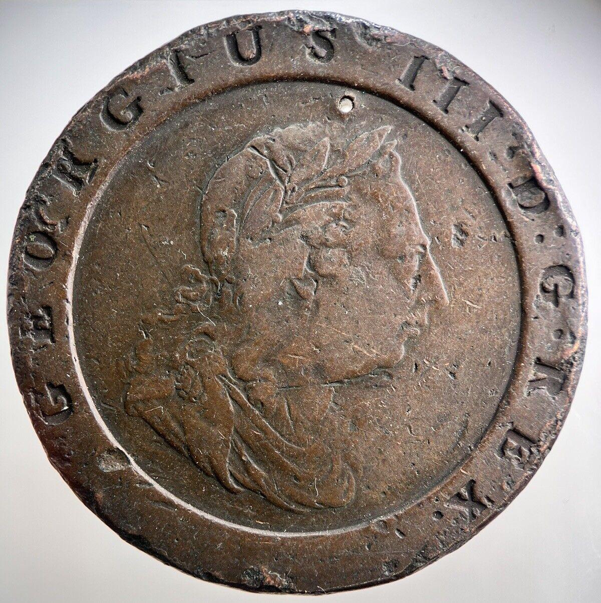 1797 George III Large Cartwheel Two-Pence Coin | Fine Collectable Grade | a1126