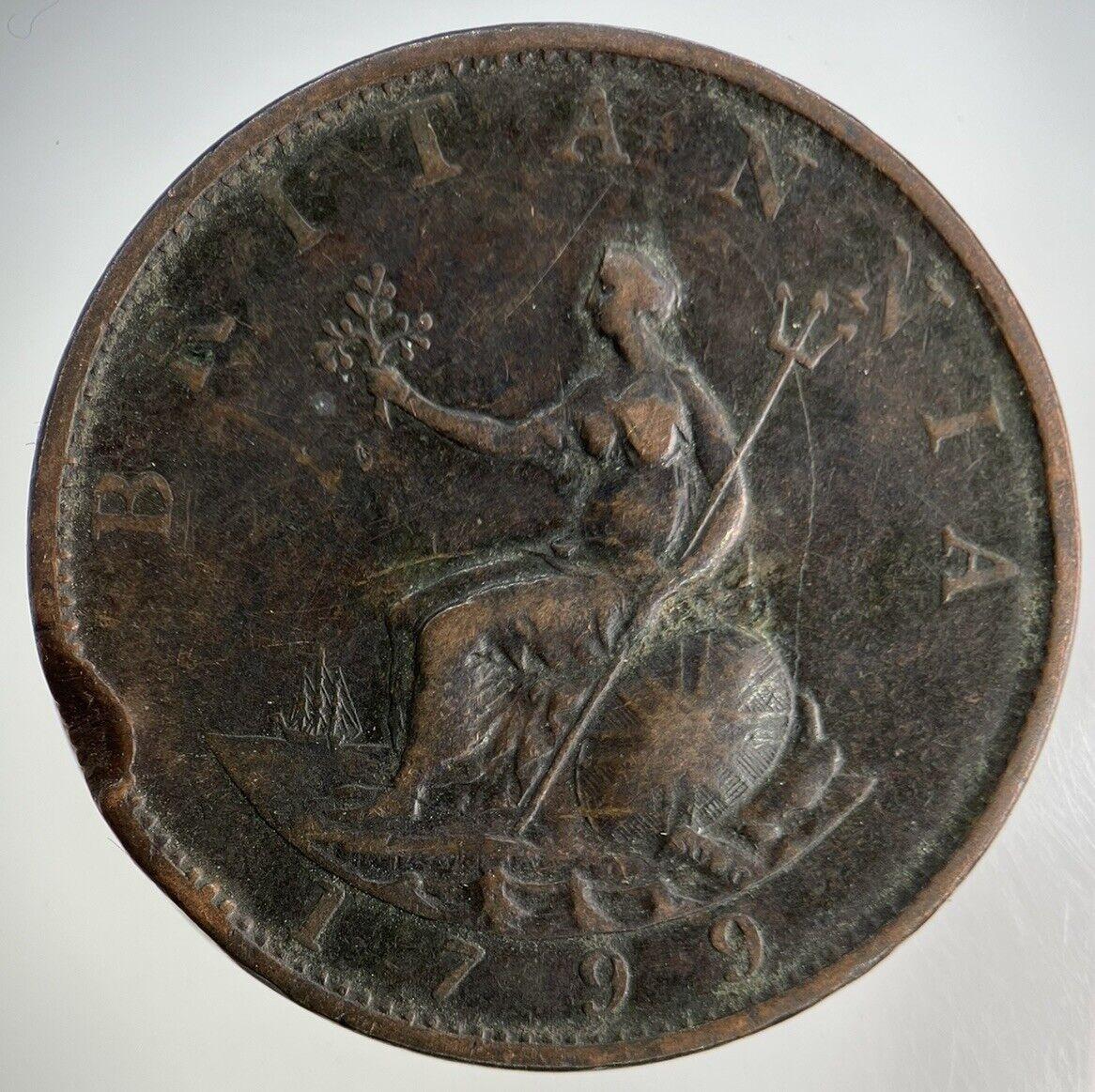 1799 George III 3rd Half-Penny Coin | Fine Collectable Grade