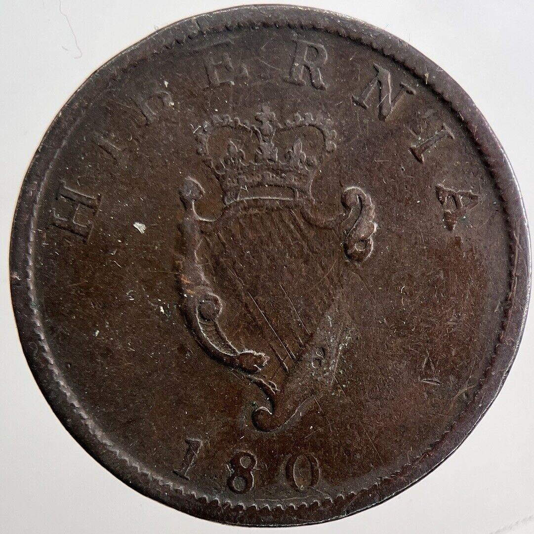1805 Irish Hibernia Half-Penny Coin | Fine Collectable Grade | a6053