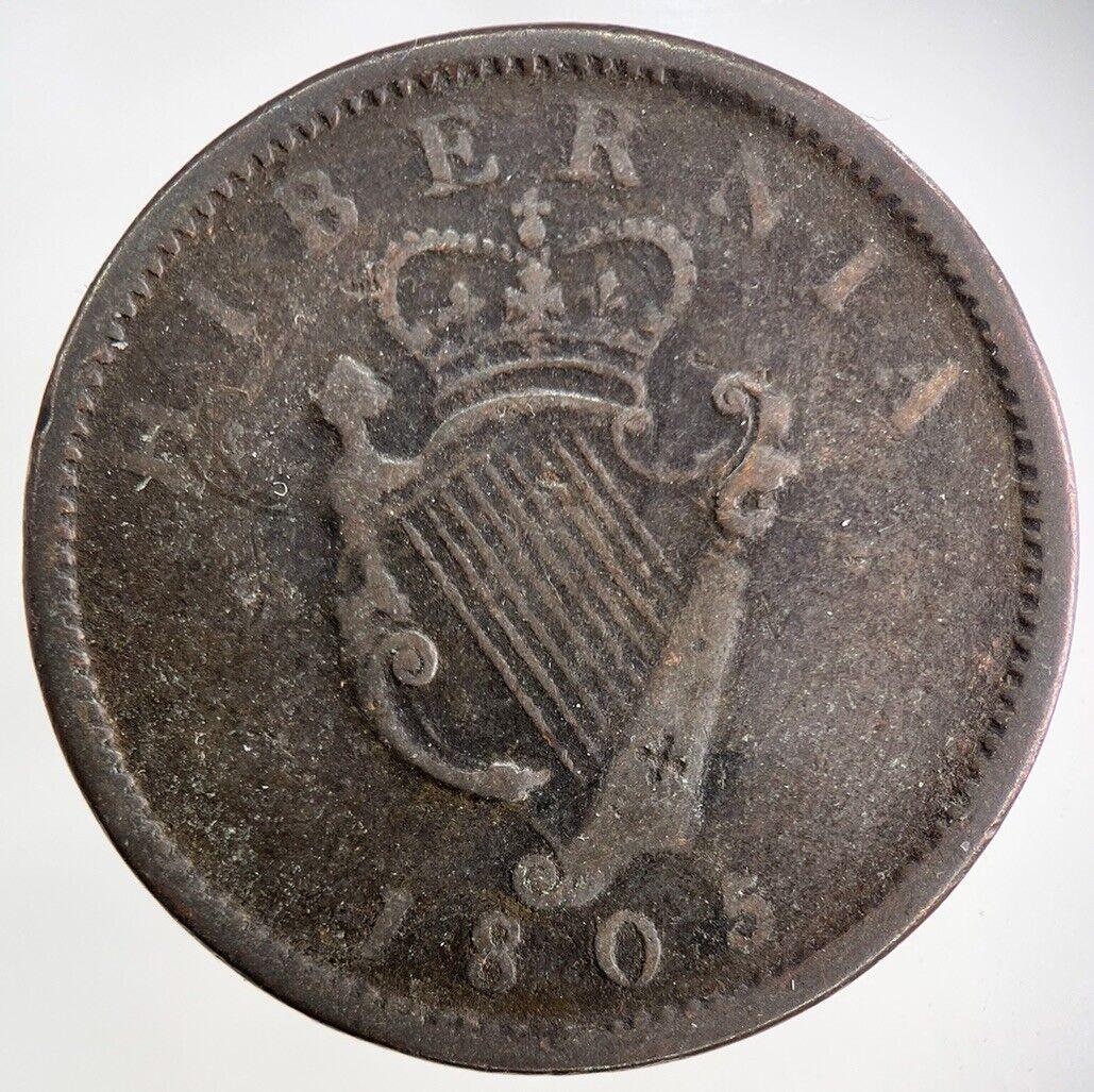 1805 Irish Hibernia One Penny Coin | Fine Collectable Grade