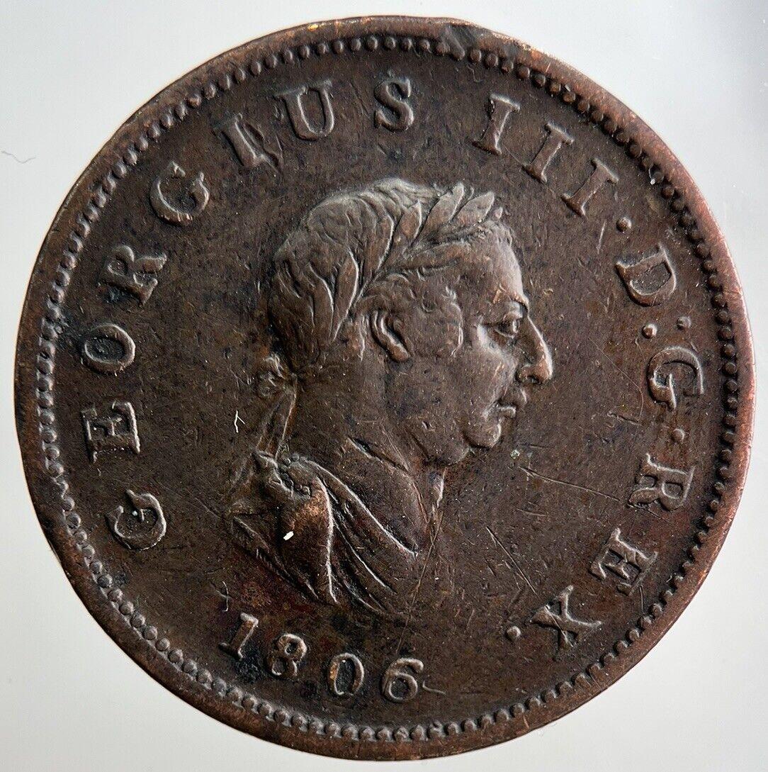 1806 George 3rd III Half-Penny British Coin | Fine Collectable Grade | a3248