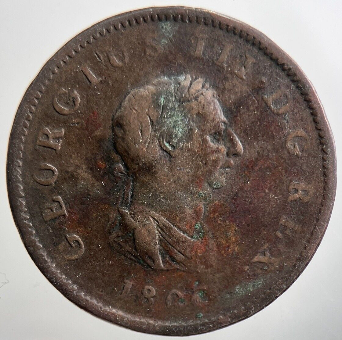 1806 George 3rd III Half-Penny British Coin | Collectable Grade | a3359