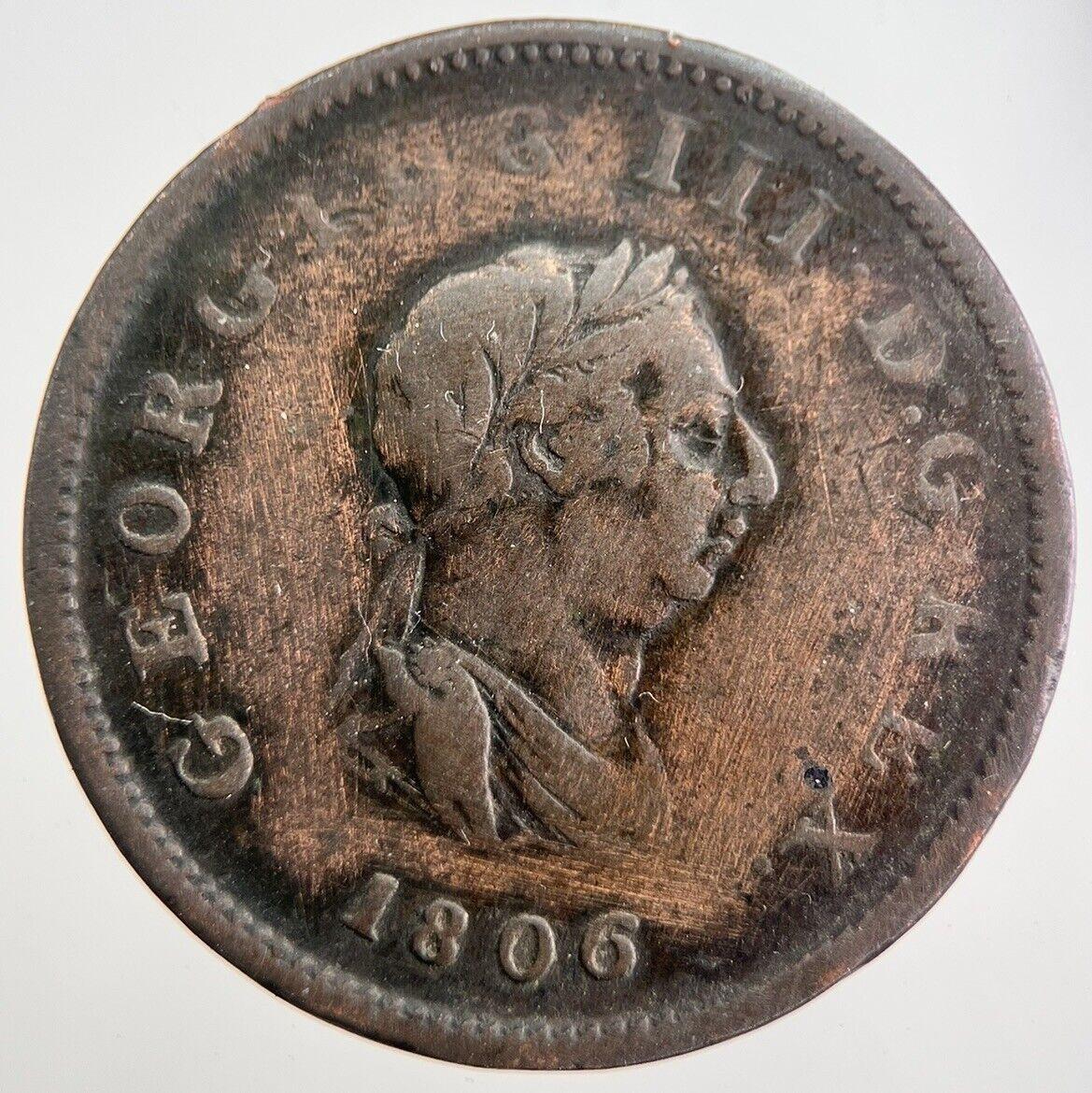 1806 George 3rd III Half-Penny British Coin | Collectable Grade | a7538