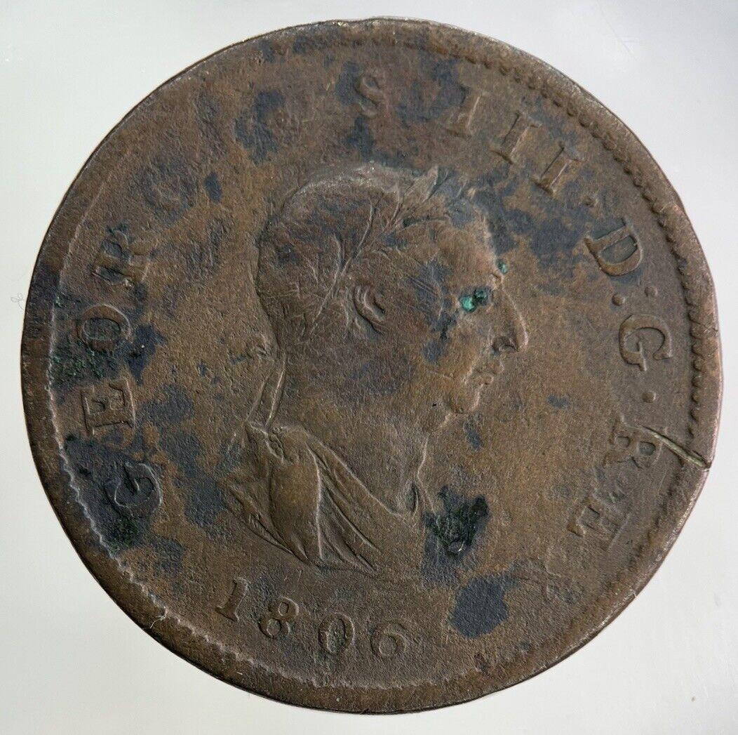 1806 George III 3rd Half-Penny Coin | Fine Collectable Grade