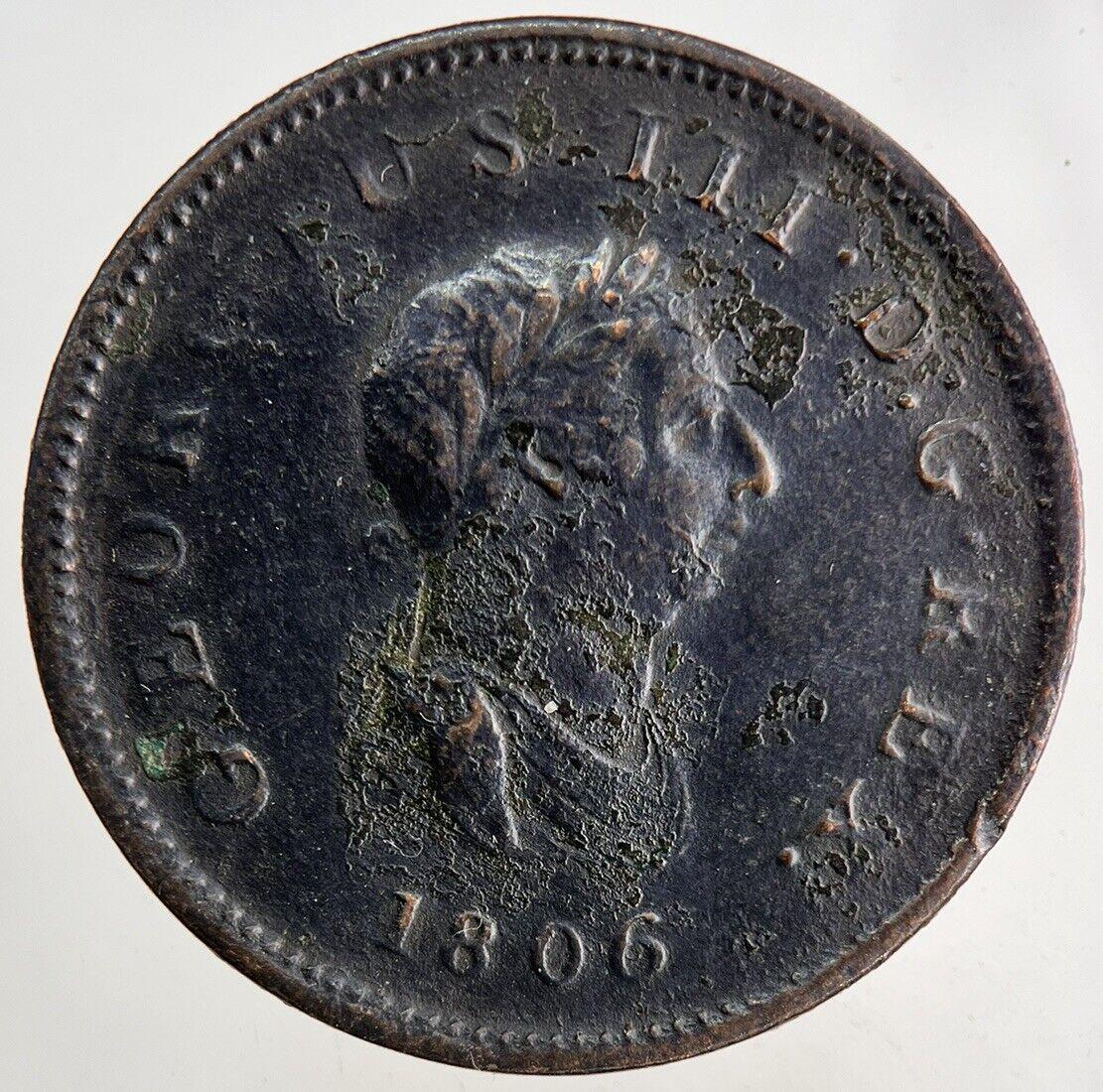 1806 George III 3rd Half-Penny Coin | Very High Grade