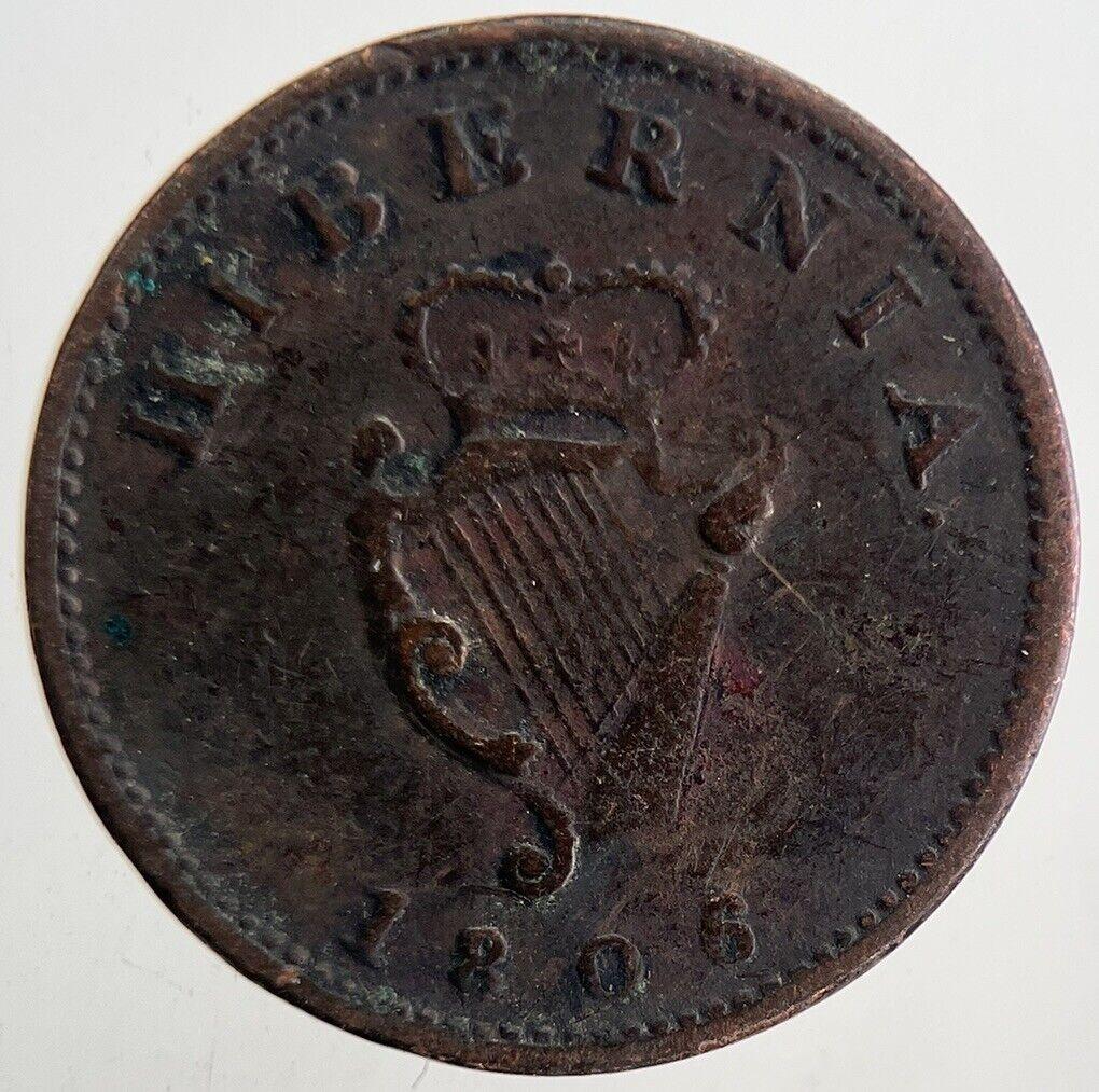 1806 Irish George III Hibernia Farthing Coin | Fine Collectable Grade | a9890