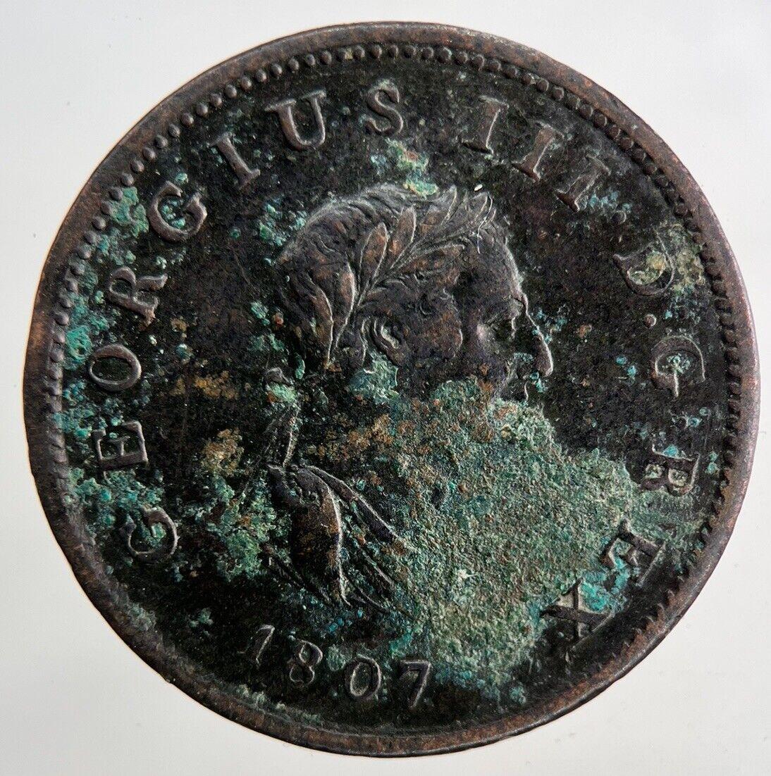 1807 George III 3rd Half-Penny Coin | Fine Collectable Grade
