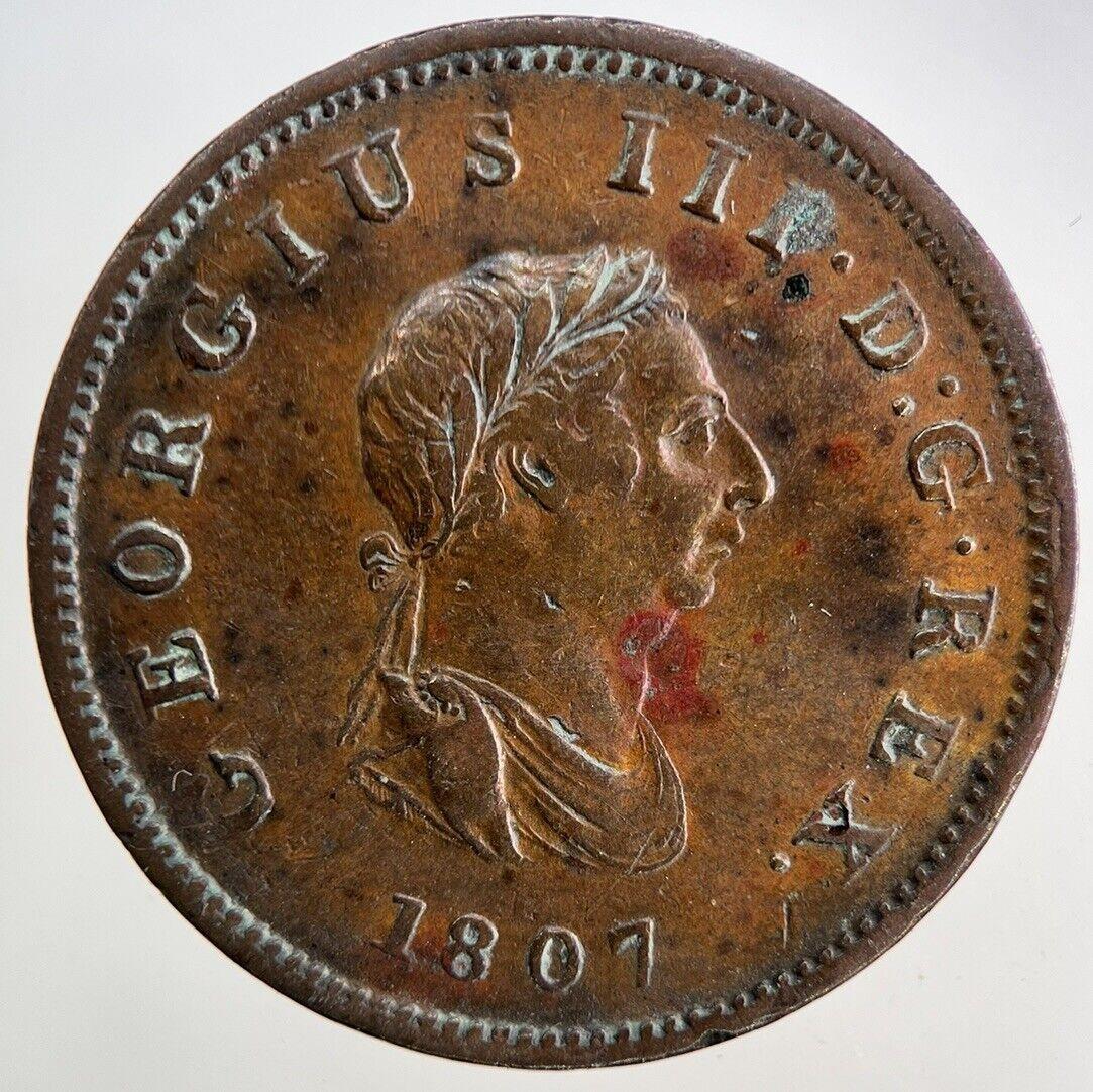 1807 George III 3rd Half-Penny Coin | Very High Grade