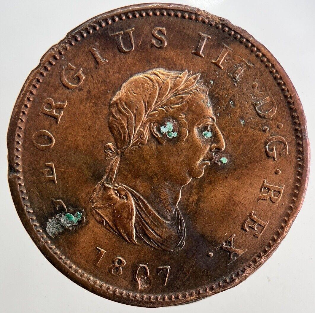 1807 George III 3rd Half-Penny Coin | Very High Grade