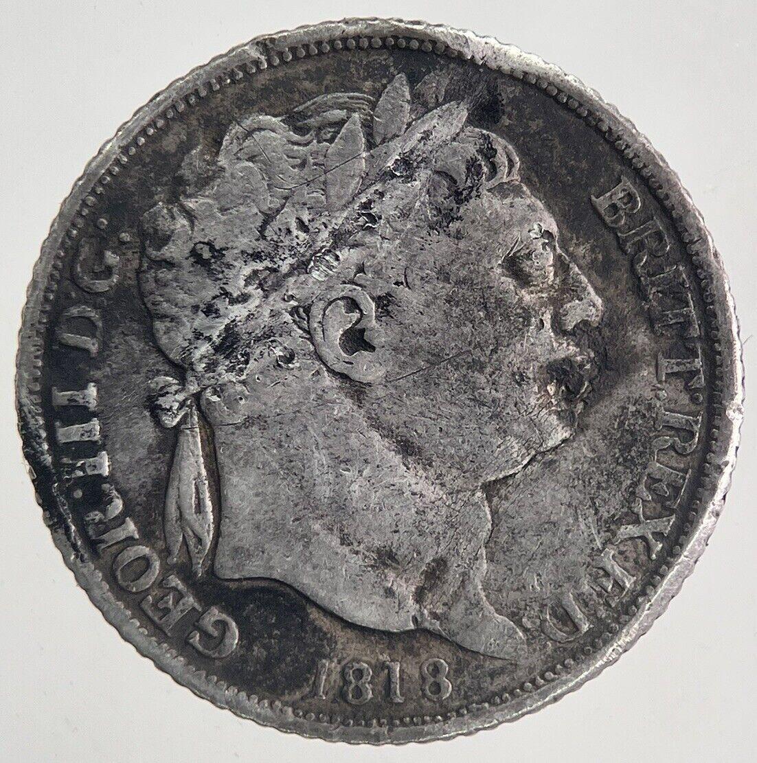 1818 George III 3rd Sixpence Silver Coin | Fine Collectable Grade | a6759