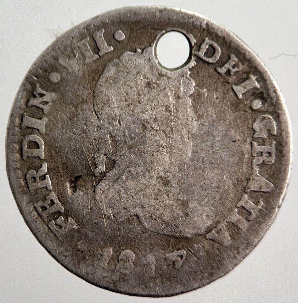 1817 Spain Half 1/2 Real Silver Coin | Collectable Grade | a344