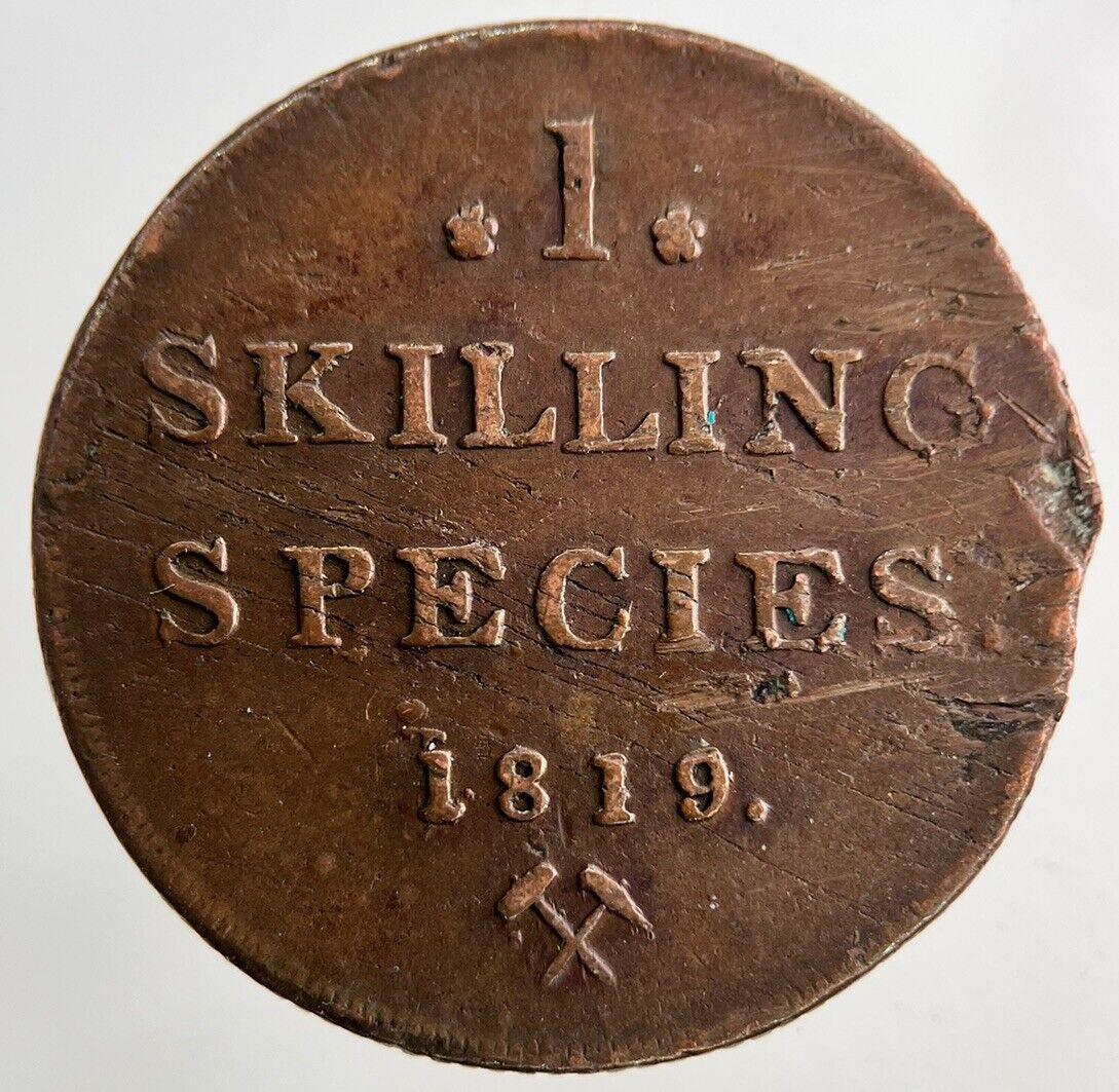 1819 Norway 1 Skilling Coin | Fine Collectable Grade