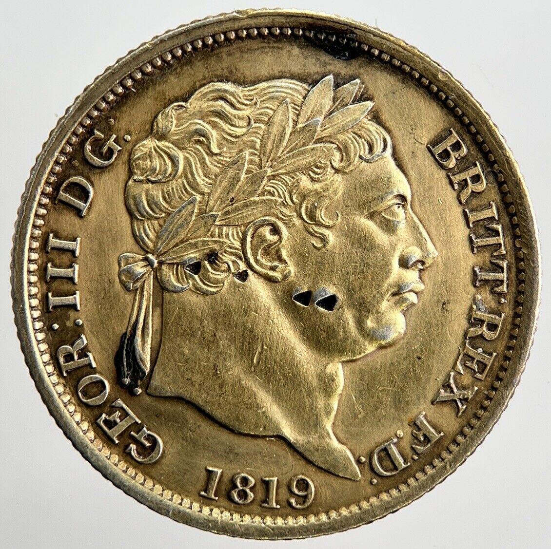 1819 George III Gilded Shilling Silver Coin | Very Fine Grade | a2032