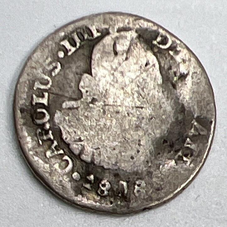 1818 Half 1/2 Reales Spain Silver Coin | Collectable Grade | a1176