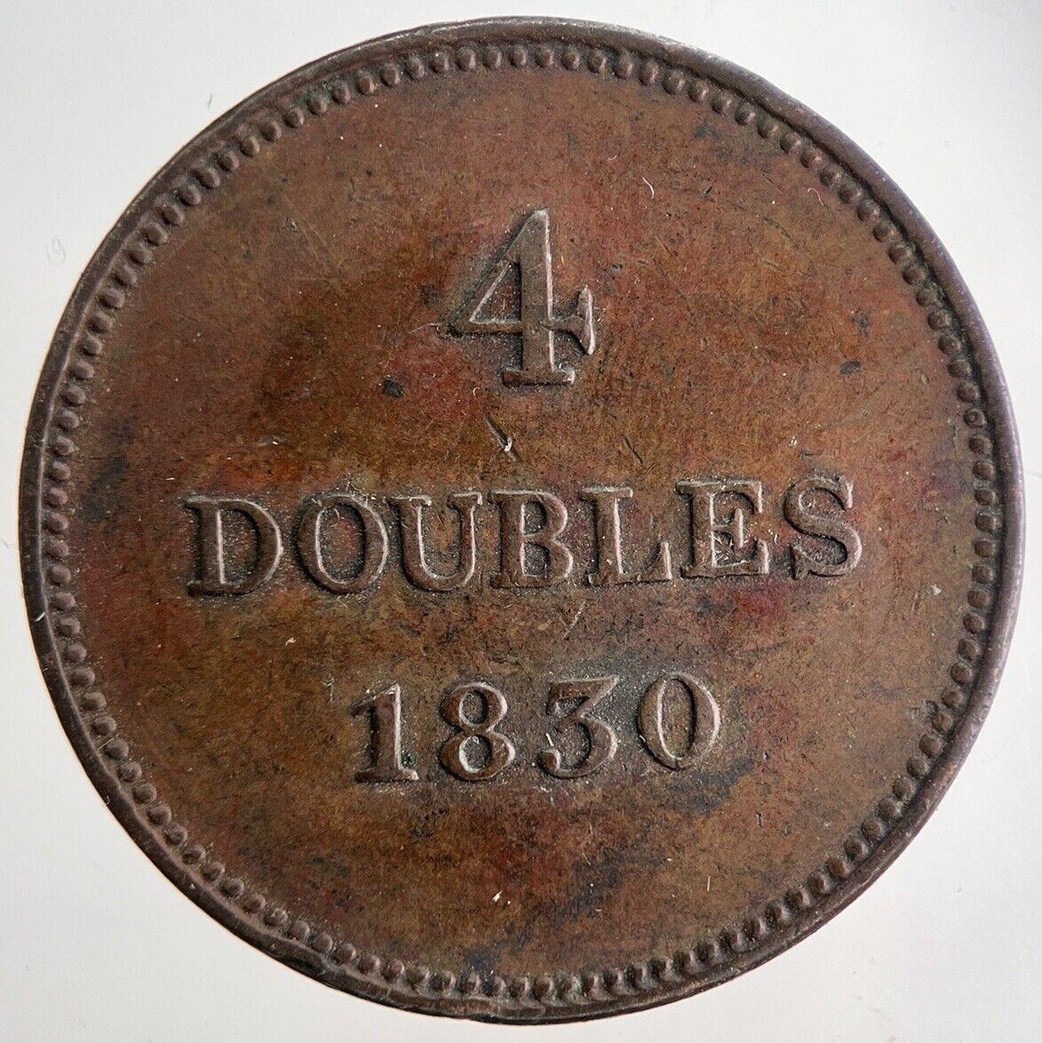 1830 Guernsey 4 Doubles Coin | Fine Collectable Grade | a6272