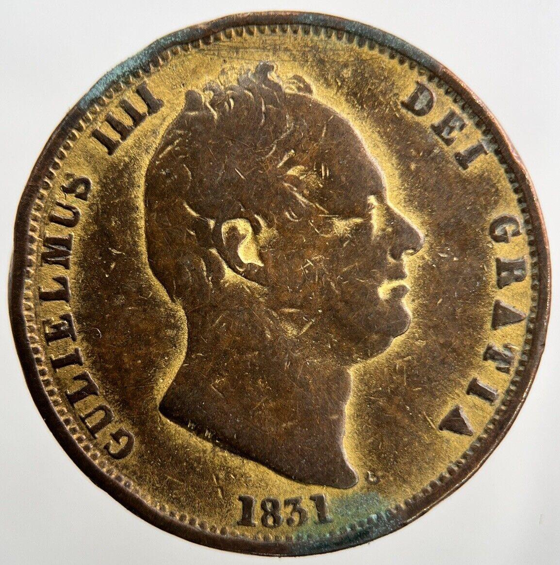 1831 Gilded William IV Half-Penny Coin | Fine Collectable Grade