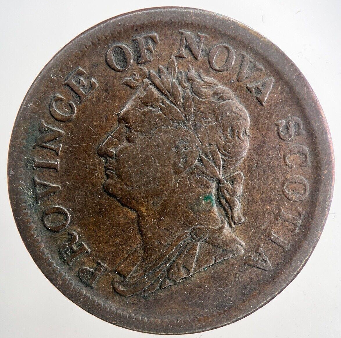 1832 Canada Nova Scotia One Penny Token Coin | Fine Collectable Grade | a9374