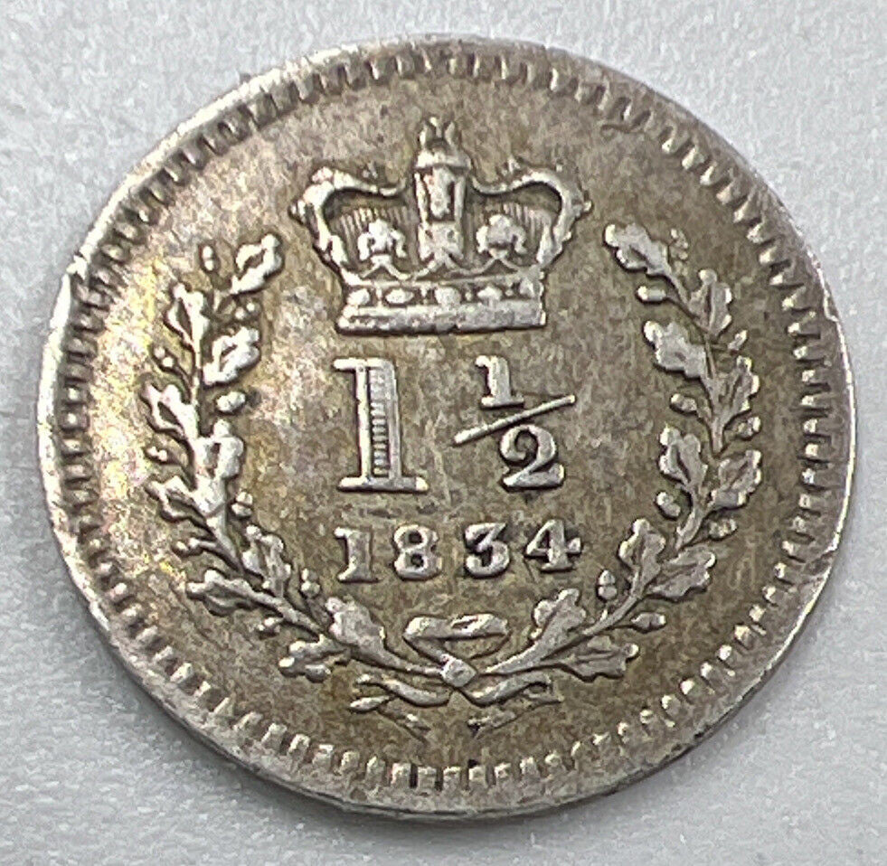 1834 William IV Three-Two-Pence Silver Coin | Fine Collectable Grade | a1320