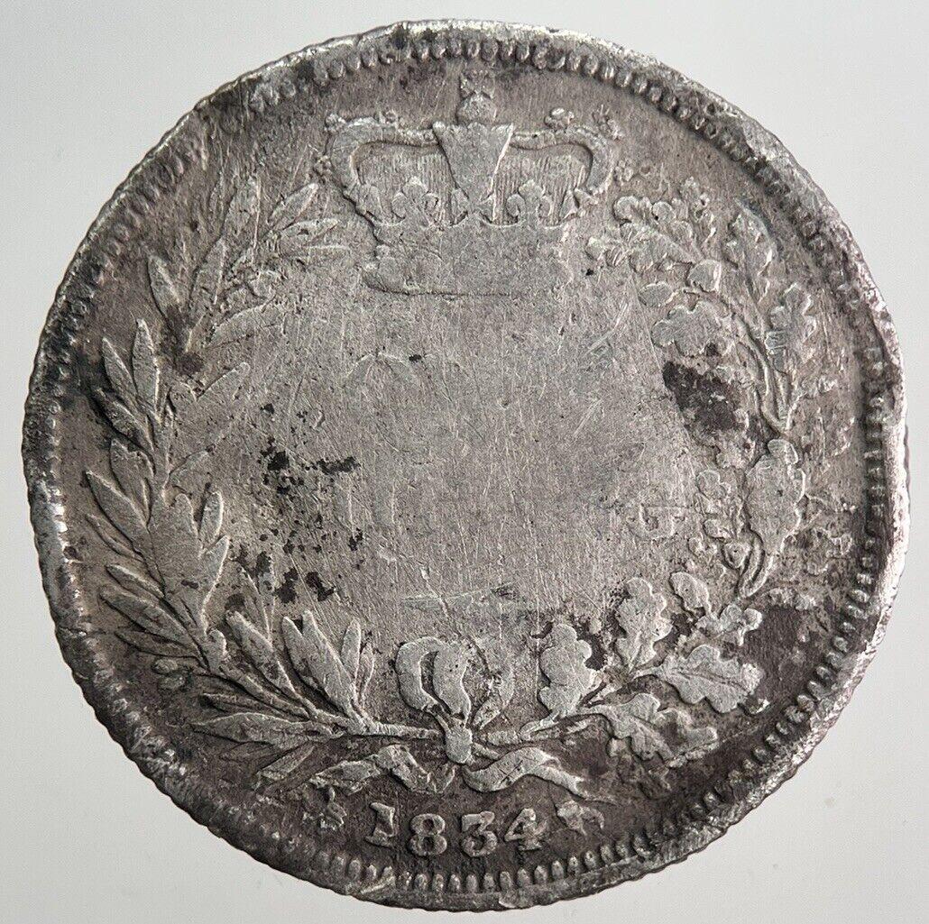 1834 William IV One Shilling Silver Coin | Collectable Grade | a6110