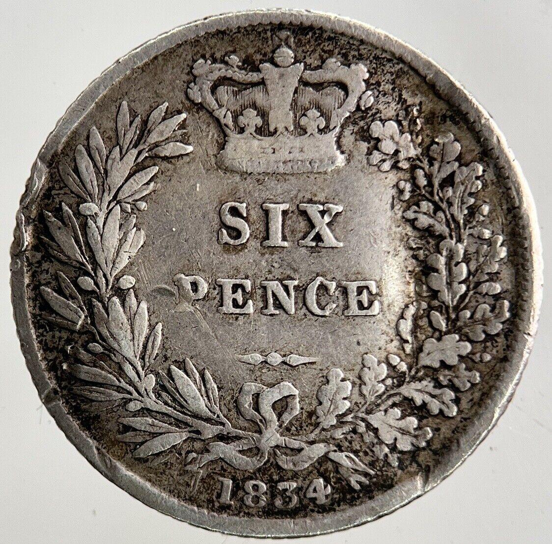 1834 William IV Sixpence Silver Coin | Fine Collectable Grade