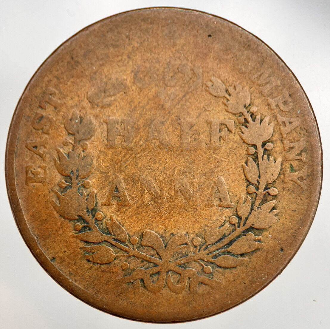 1835 Indian Half Anna Coin | Fair Grade | a1648