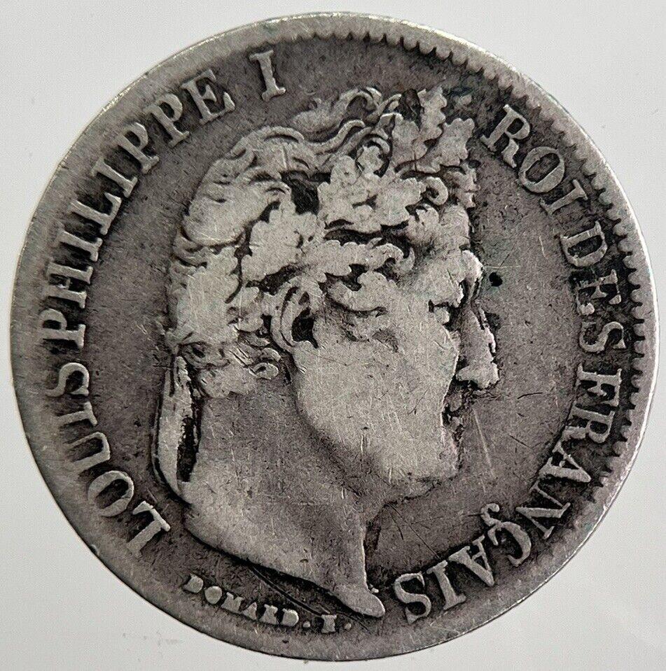 1835 France 1/2 Half Franc Silver Coin | Fine Collectable Grade