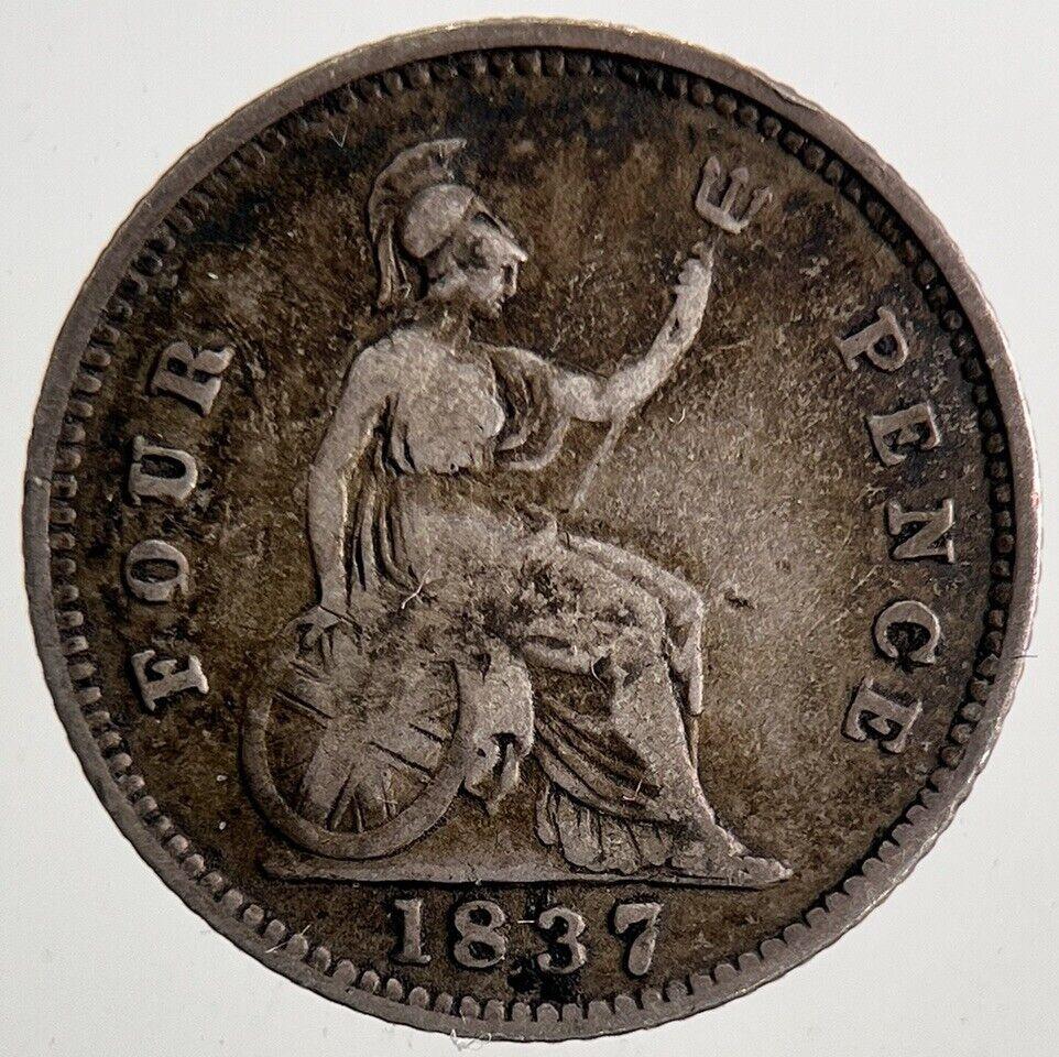 1837 William IV Four-Pence Groat Silver Coin | Fine Collectable Grade | a9850