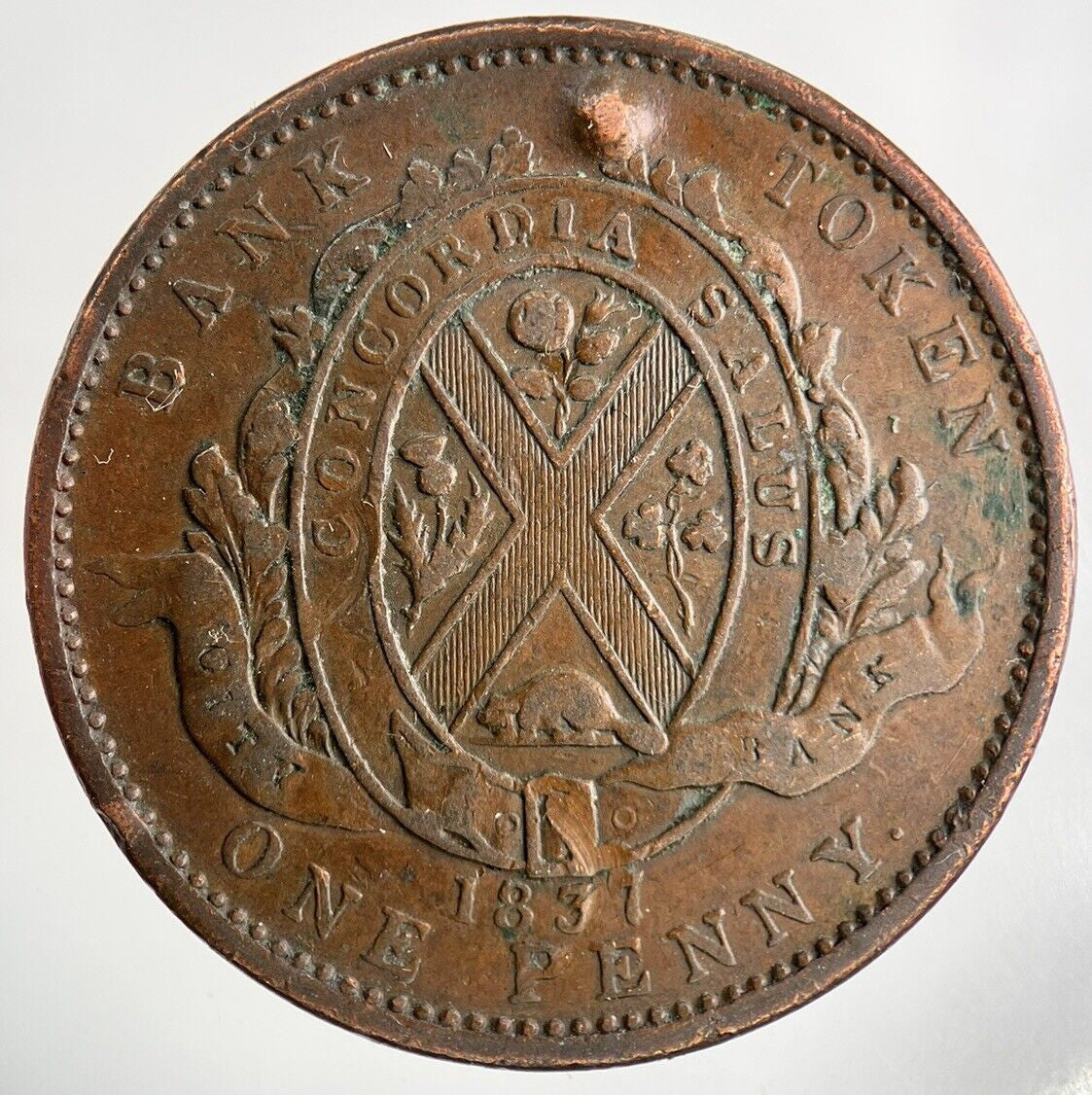 1837 Canada One Penny Bank Token Coin | Fine Collectable Grade