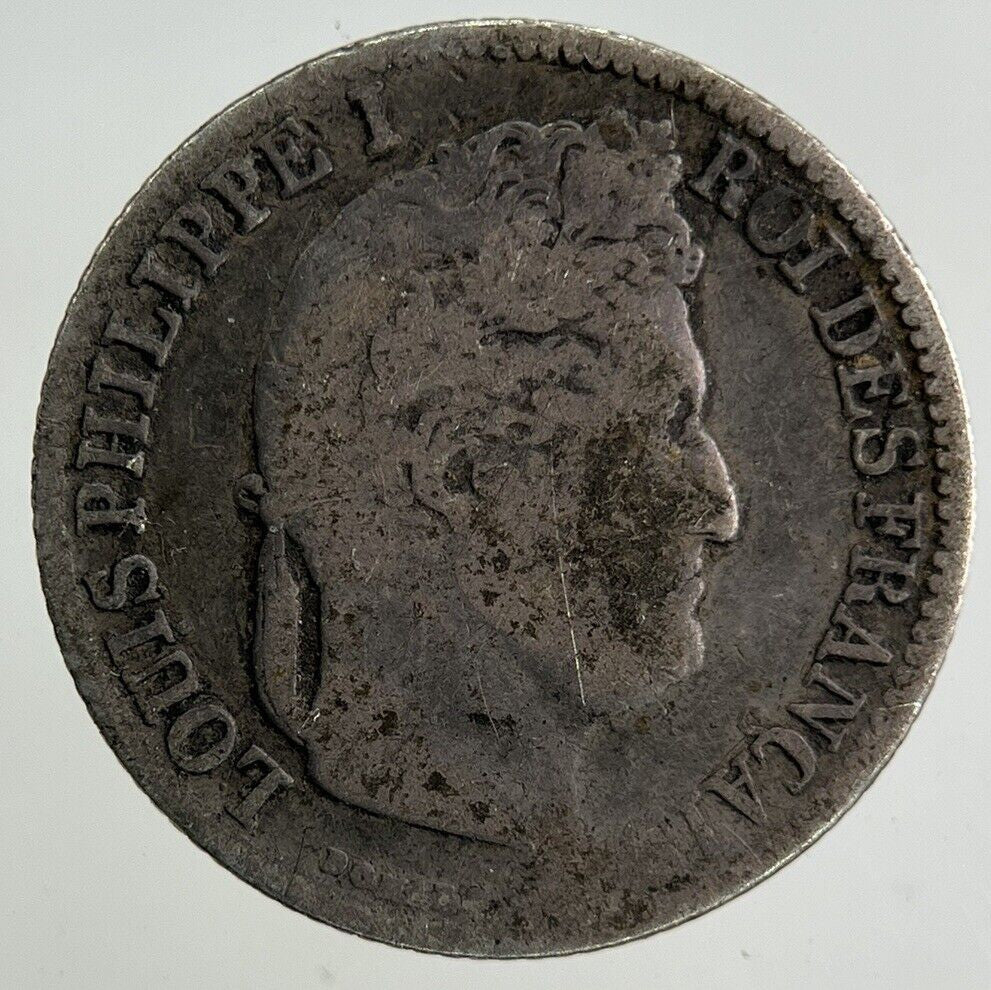 1843 France 1/2 Half Franc Silver Coin | Fine Collectable Grade