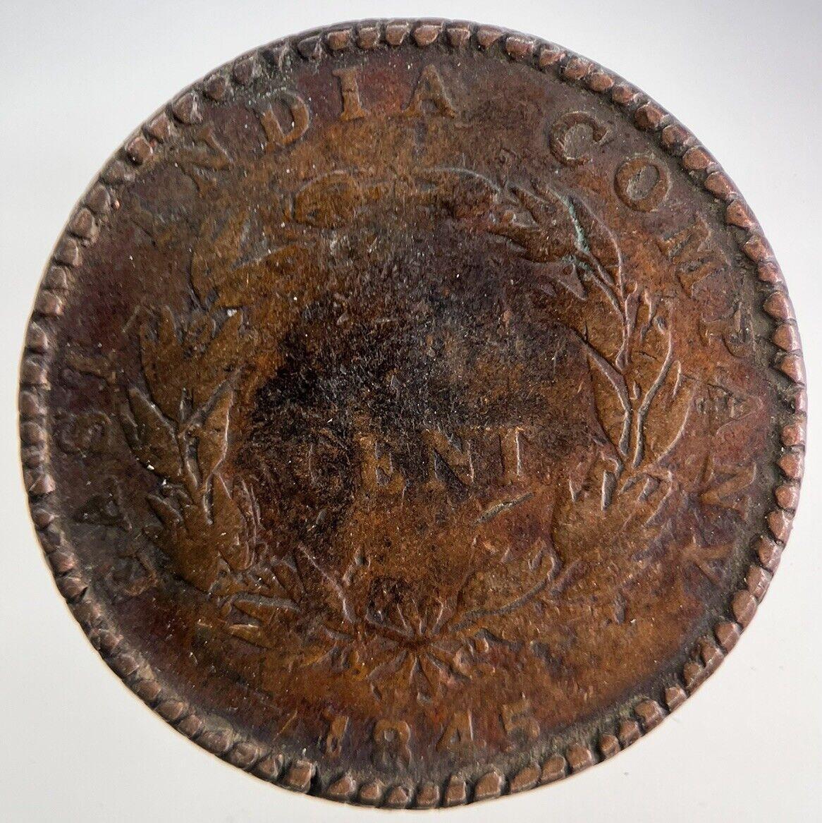 1845 East India Company One 1 Cent Coin | Collectable Grade