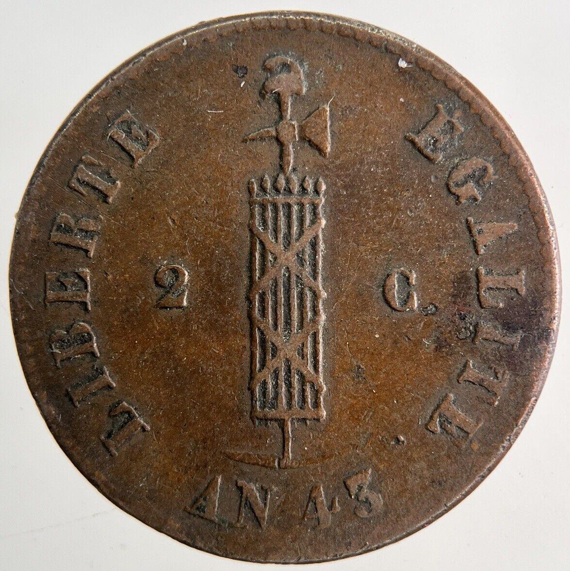 1846 Haiti 10 Deux Centimes Coin | Fine Collectable Grade