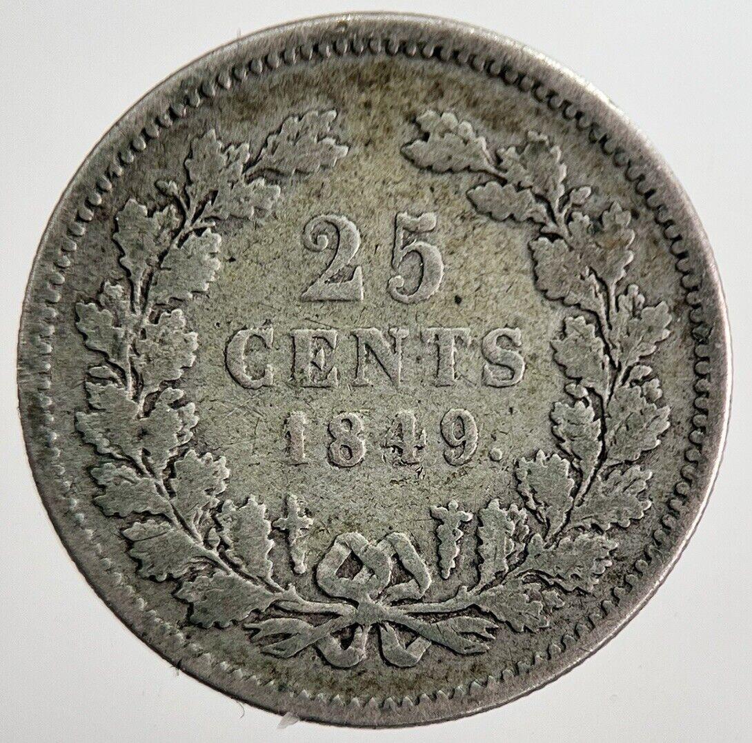 1849 Netherlands 25 Cents Silver Coin | Collectable Grade | a8381