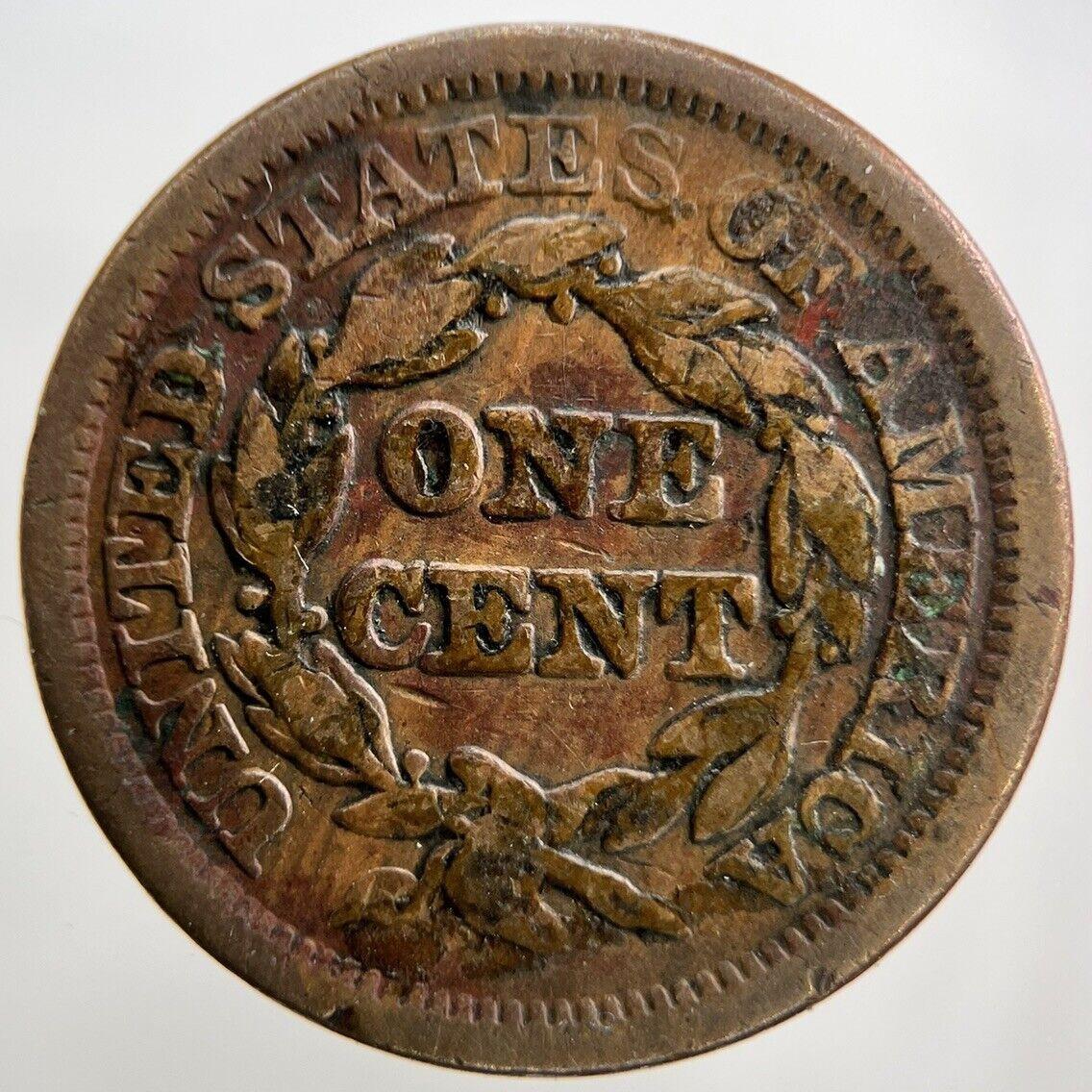 1847 US USA Braided Hair Large 1 One Cent | Copper Coin | Fine Grade | a108