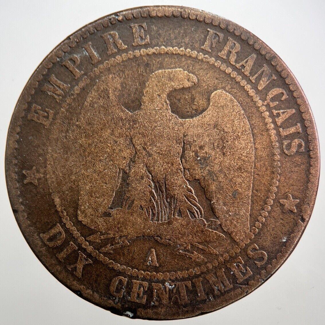 1853 France Dix 10 Centimes Napoleon III Coin | Fair Grade