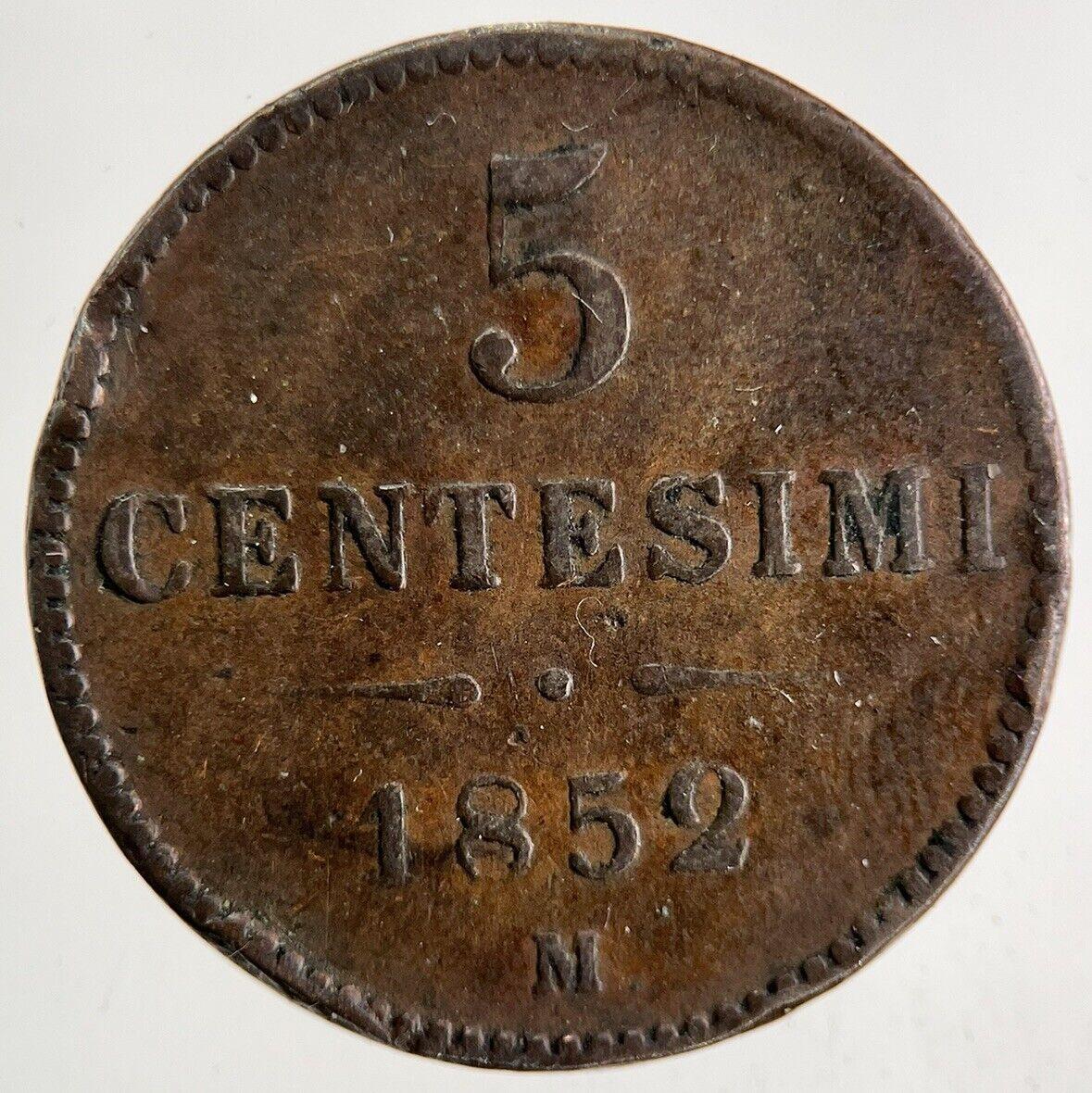 1852 Italy 5 Centesimi Coin | Collectable Grade