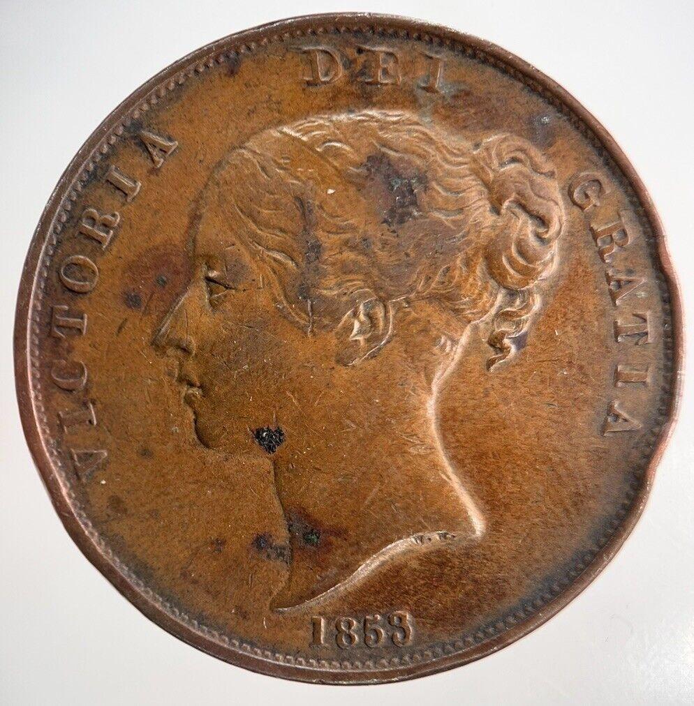 1853 Victoria One Penny Coin | Very High Grade | a6409