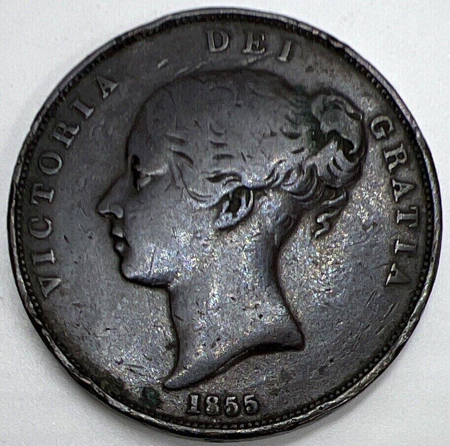 1855 Penny | British Copper Coin | Queen Victoria | Collectable Grade | a634