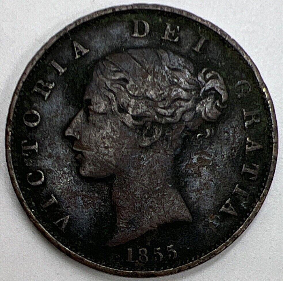 1855 Victoria Half-Penny | British Copper Coin | Fine Collectable Grade | a1117
