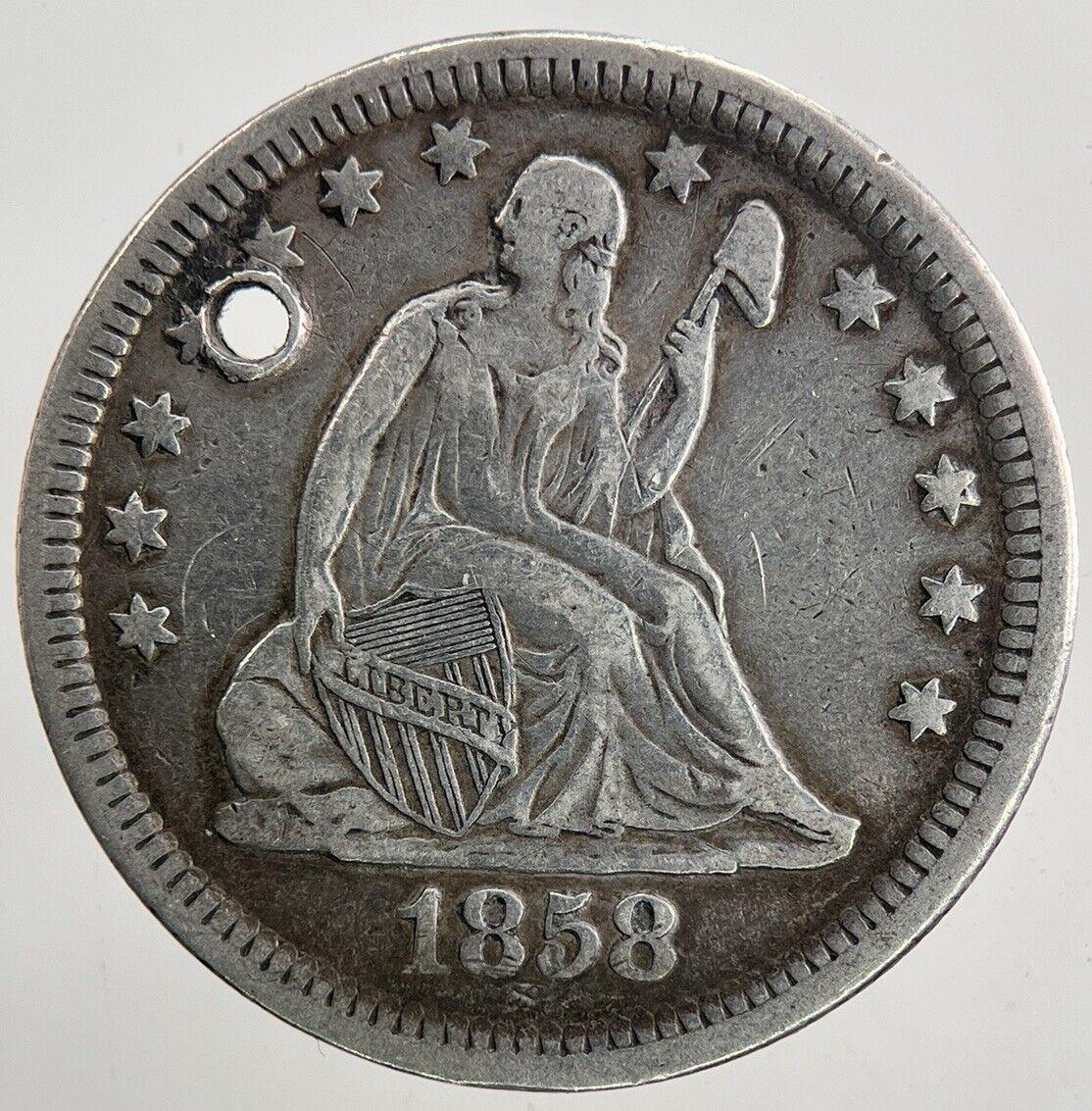 1858 US USA Quarter Dollar Silver Coin | Fine Collectable Grade | a9373